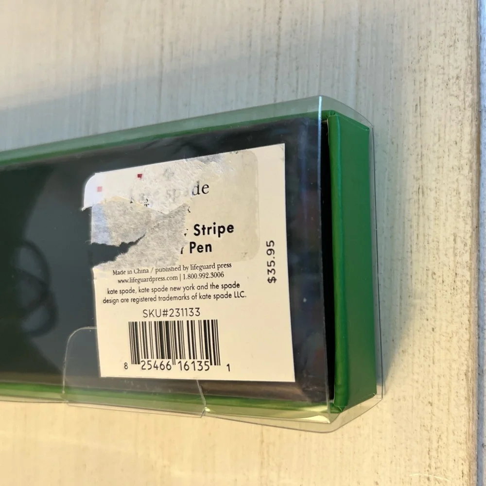 Kate Spade Green Pastry Stripe  Ballpoint Pen NWT